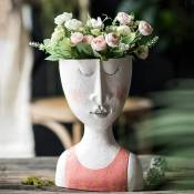 Vintage Art Portrait Sculpture Pot de Fleurs Intérieur