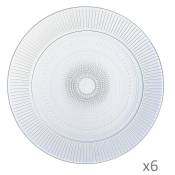 6 assiettes plates Louison 25cm - Luminarc Transparent