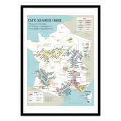 Affiche 30x40 cm et cadre noir - Carte des vins de France - Frog Post