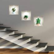 Ambiance-sticker - Stickers 3D plantes d'intérieur et cactus 40 x 120 cm - multicolore