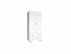 Armoire classique - armoire liada 100 blanc - armoire à tiroirs, penderie avec portes battantes