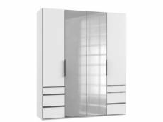 Armoire lisbeth 2 portes 6 tiroirs blanc miroir central 200 x 236 cm hauteur 20100892009