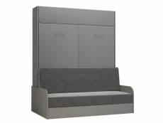 Armoire lit escamotable dynamo sofa accoudoirs structure gris mat canapé gris couchage 160*200 20100994456