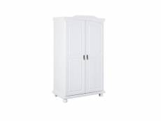 Armoire rustique 2 portes blanc, dim : 56 x 104 x 180 cm -pegane-