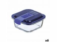Boîte à lunch hermétique luminarc easy box bleu verre (380 ml) (6 unités)