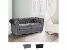 Canapé 2 places en tissu velouté capitonné design chesterfield - gris Modus Sofà