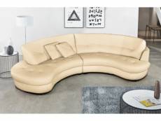 Canapé en cuir italien de luxe 5/6 places bretini beige, côté accoudoir droit