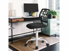 Chaise de bureau scandinave noire à roulettes réglable hauteur d'assise 44-54cm