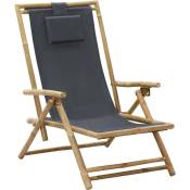 Chaise de relaxation inclinable Gris foncé Bambou