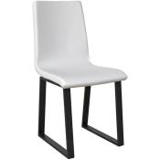 Chaise moderne simili cuir blanc et pieds métal anthracite
