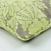 Coussin en coton tissé déhoussable à motifs fleur de lys vert 43x43