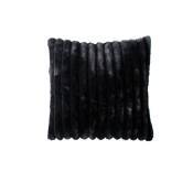 Coussin sela effet fourrure côtélée 40 x 40 cm noir