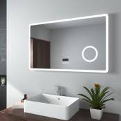 Emke - Miroir de salle de bain led avec Loupe 3 Fois 100x60cm Loupe 3x, Interrupteur Tactile, Anti-buée, Bluetooth Lumière Blanche