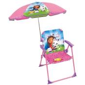 Fun House - Mobilier de jardin Chaise pliante Gabby et la Maison Magique H.53 x L.38,5 x P.37,5 cm avec parasol 65 cm