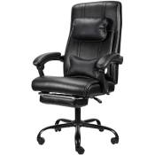 Hengda - Chaise de bureau pivotante avec accoudoirs et roulettes fauteuil de direction avec coussin pieds pliables et roulettes silencieuses - Noir