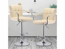 Hombuy®4pcs blanc tabourets de bar chaise fauteuil en hauteur réglable