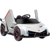 Homcom - Voiture électrique enfant licence Lamborghini Veneno v. max. 7 Km/h télécommande ouverture portes MP3 usb effets sonores lumineux blanc