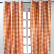 Homescapes - Rideaux œillets à grands carreaux vichy orange, Lot de 2, 137 x 182 cm - Orange