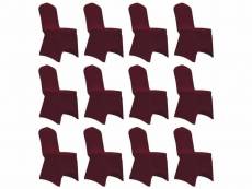 Housses élastiques de chaise bordeaux 12 pièces dec022526