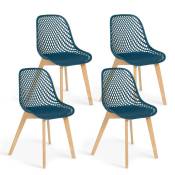 Idmarket - Lot de 4 chaises mandy bleu canard pour salle à manger - Bleu