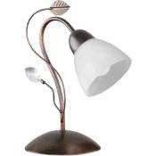 Lampe à poser salon éclairage lampadaire métal cristal verre blanc rouille Trio 500700128