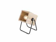 Lampe en bois et métal carrée hefty - h. 17 cm - marron