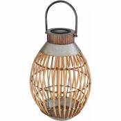 Lanterne de décoration de jardin Lanterne solaire pour l'extérieur, maille de bambou à suspendre ou à poser, LED blanc chaud, PxH 27x37,5 cm, balcon