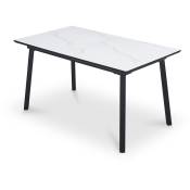 Lorry - Table à manger rectangulaire extensible effet marbre blanc