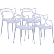 Lot de 4 chaise forme papillon en polypropylène coloris blanc - Longueur 55 x Profondeur 55 x Hauteur 83 cm Pegane