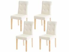 Lot de 4 chaises en synthétique crème pieds en bois