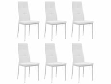 Lot de 6 chaises de salle à manger cuisine design élégant synthétique blanc cds022165