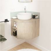 Mob-in - Meuble simple vasque d'angle décor chêne sorrento + vasque blanche - Décor chêne