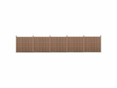[neu.holz] kit de 5 clôtures barrière brise vue brise vent bois composite (wpc) brun 185 x 932 cm