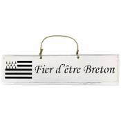 Plaque décorative bois blanche - Fier d'être Breton