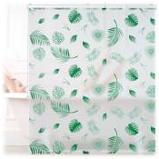 Relaxdays - Store de baignoire, 140 x 240 cm, rideau de douche hydrofuge, plafond & fenêtre, pare-bain, blanc/vert