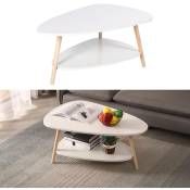 Sifree - Table basse ovale scandinave - Blanc laqué