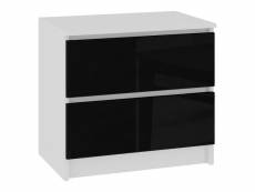 Skandi - table de chevet contemporain chambre 60x55x40 cm - 2 tiroirs larges - design moderne&robuste - table d'appoint - blanc/noir laqué