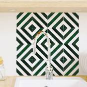 Stickers adhésifs déco géométriques vertes, 6 pièces, 15x15 cm - Décoration intérieure facile et rapide pour Homestaging - Vert