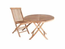 Table de jardin ø 100 cm + 4 chaises en teck #DS