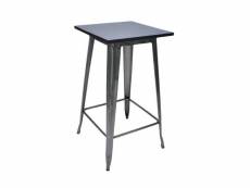 Table style industriel hombuy - pieds de table en métal noir + bois naturel noir