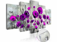 Tableau sur verre prairie : coquelicots violets A1-Acrylglasbild247