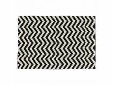 Tapis coton motif zig zag - noir blanc - 140 x 200 #DS