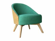 Umea - fauteuil scandinave en tissu vert et bois