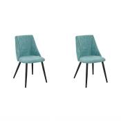 Urban Meuble - Lot de 2 chaises de salle à manger scandinave tissu vert turquois