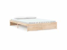 Vidaxl cadre de lit bois massif 150x200 cm très grand