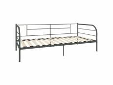Vidaxl cadre de lit de repos gris métal 90 x 200 cm cadre 1 personne