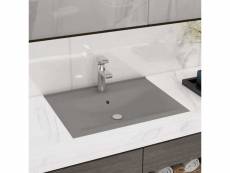 Vidaxl lavabo avec trou de robinet gris clair mat 60x46 cm céramique 147026