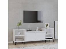 Vidaxl meuble tv blanc brillant 160x35x55 cm bois d'ingénierie
