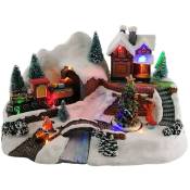 Village de Noël lumineux maison et petit train Multicolore