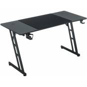 140x60cm Table de jeu noire Bureau Plateau en fibre de carbone Table d'ordinateur gamer Table pc ergonomique avec trou pour câble & led Naizy
